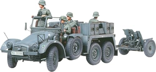 TAMIYA 300035259 - 1:35 WWII Deutsche Krupp Protze mit PAK (4), 37 mm, Grau von TAMIYA