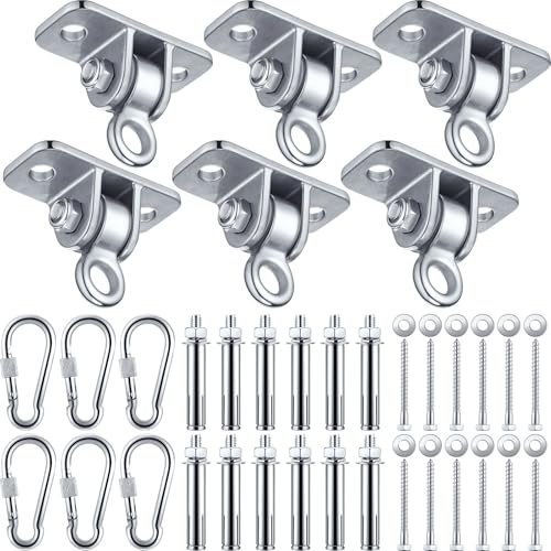 Tandefio 6 Sets robuster Schaukelaufhänger für Holzbeton, Set mit Schaukelhaken, Schraube, Unterlegscheibe, Schaukelset, Zubehör für Veranda, Terrasse, Yoga, drinnen und draußen, über 816 kg Kapazität von Tandefio