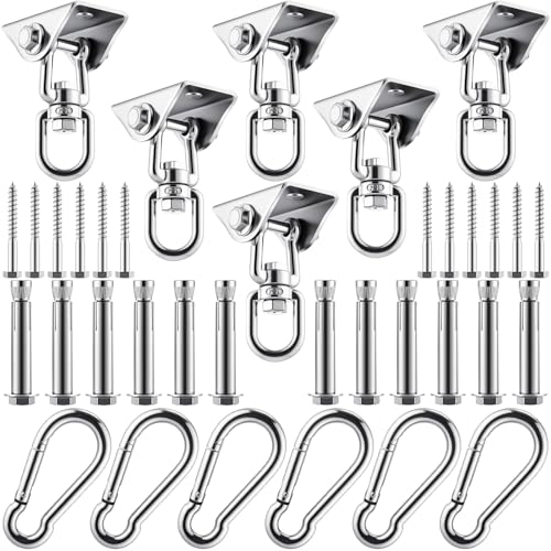 Tandefio 6 Sets robuster Schaukelaufhänger für Holzbeton Set mit Hakenschraube Bolzen Unterlegscheibe 360 Grad drehbar Edelstahl Schaukelset Zubehör für Veranda Terrasse Yoga Indoor Outdoor, 907.2 kg Tandefio 6 Sets robuster Schaukelaufhänger für Holzbeton Set mit Hakenschraube Bolzen Unterlegscheibe 360 Grad drehbar Edelstahl Schaukelset Zubehör für Veranda Terrasse Yoga Indoor Outdoor, 907.2 kg von Tandefio