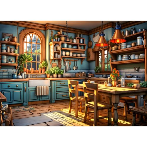 TangComplete Puzzle 1000 Teile für Erwachsene und Kinder, Impossible Game, Puzzles-Geschenk, Clevere Rätsel, Puzzles Farbenfrohes, Puzzle mit Warme Küche-Motiv von TangComplete
