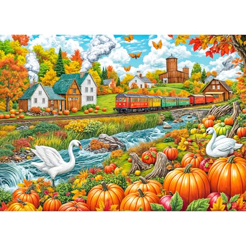 TangComplete Puzzle 1000 Teile für Erwachsene und Kinder, Impossible Game, Puzzles-Geschenk, Clevere Rätsel, Puzzles Farbenfrohes, Puzzle mit Erntestadt-Motiv von TangComplete