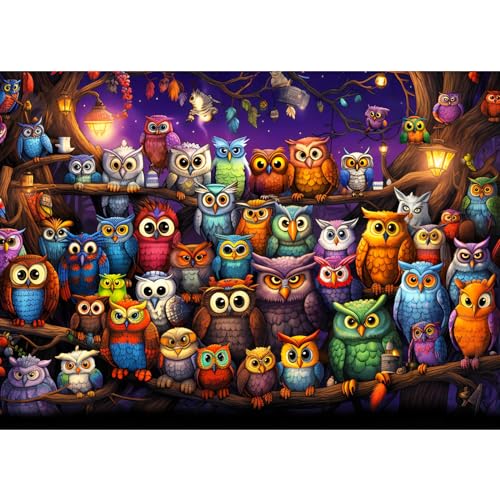 TangComplete Puzzle 1000 Teile für Erwachsene und Kinder, Impossible Game, Puzzles-Geschenk, Clevere Rätsel, Puzzles Farbenfrohes, Puzzle mit Magischer Eule-Motiv von TangComplete