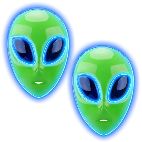 Tanganan LED Alien Maske für Erwachsene Kinder, Halloween LED Maske Kostüm, 3 Modi, beleuchtete Gesichtsmaske für Festival, Cosplay Kostüm (2pcs) von Tanganan