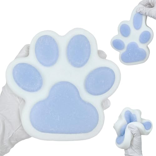 Big Cat Paw Squishy 5.5 Inch Large Size Squishies Squeeze Toys Pinch Family Squishy Cute Soft Silicone Giant Cats Paw Tangcii Fidget Stress Relief Sensory Toys Gifts for Adults Women (Blue+White) von Tangcii