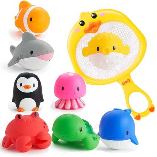 Tangdudu 9 Stück Baby Badespielzeug ab 1 2 3 4 Jahr, Badespaß Spritztiere Wassertiere Für Kleinkinder, Badewannenspielzeug, Wasserspielzeug Kinder von Tangdudu