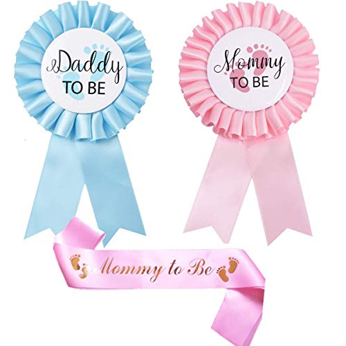 Tangger Mommy to Be und Daddy to Be Geschenk Abzeichen Geschlecht Knopf,Mommy to Be Schärpe Rosa für Baby Dusche Party Feier Tangger Mommy to Be und Daddy to Be Geschenk Abzeichen Geschlecht Knopf,Mommy to Be Schärpe Rosa für Baby Dusche Party Feier von Tangger