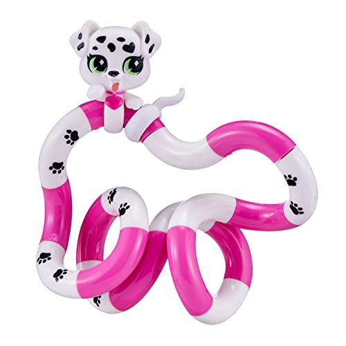 Tangle 8504 Fidget Toy Junior Pets Serie mit Tierfigur Hund, Antistress Finger Spielzeug, fördert Feinmotorik, beliebig dreh- und kombinierbar, Motorikspielzeug für Kinder ab 3 Jahre, Weiß / Rosa von Tangle