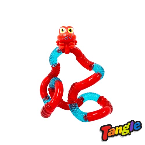 Tangle 8512 Fidget Toy Junior Aquatic Pets Serie mit Tierfigur Krabbe, Antistress Finger Spielzeug, fördert Motorik, beliebig dreh- und kombinierbar, Motorikspielzeug für Kinder ab 3 Jahre, Rot / Blau von Tangle