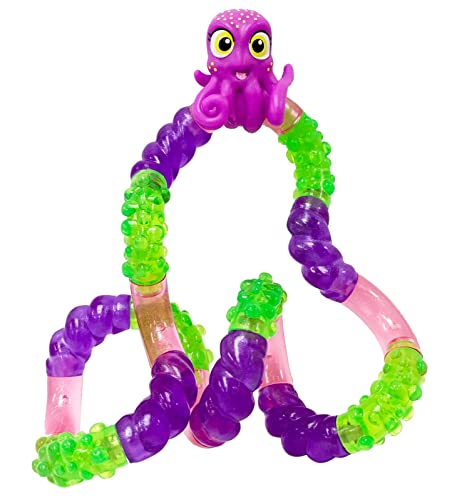 Tangle 8514 Fidget Toy Junior Aquatic Pets Serie mit Tierfigur Oktopus, Antistress Finger Spielzeug, fördert Motorik, beliebig dreh- und kombinierbar, Motorikspielzeug für Kinder ab 3 Jahre, Lila/Grün von Tangle