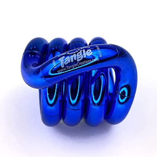 Tangle Jr Metallic (blau) - echtes Fidget Toys sensorisches Spielzeug - Twisty Fidget Toy Fidgets für Kinder und Erwachsene - Fidget Spielzeug für die Schule - Geschenk für Jugendliche und Erwachsene von Tangle