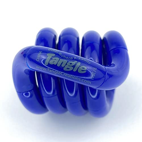 Tangle Jr. Solid Blue – echtes Fidget Spielzeug für Kinder und Erwachsene von Tangle