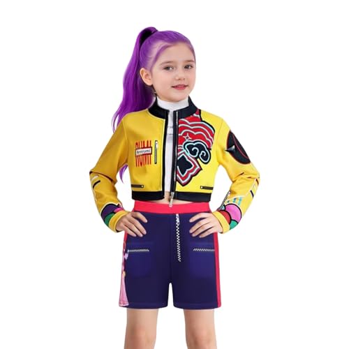 Tangsenyu Rumi-Kostüm für Kinder, Mädchen, Pop-Sänger, Halloween-Outfits, 3-teiliges Set von Tangsenyu