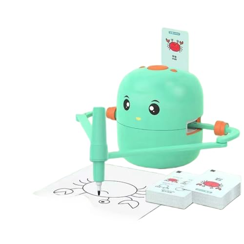 Tangxi Smart Drawing Roboter für Kinder, Interaktiver Bildungsschild Roboter mit Sprachinteraktion, 100 Karten und 2 Stifte, Montessori Malerei Lernspielzeuge (hellgrün) von Tangxi