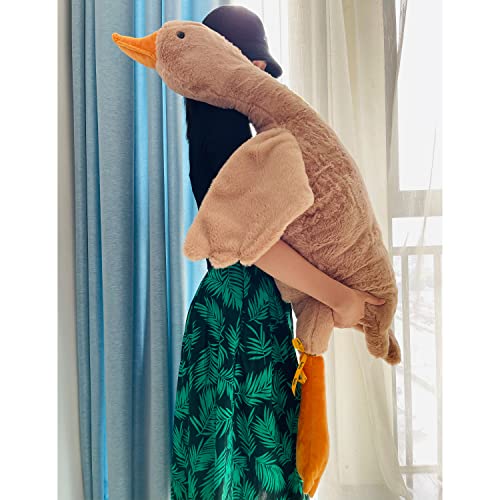 Tanha Gans Kuscheltier, Kuscheltier Gans, XXL Kuscheltier Plushie, Kawaii Kuscheltier Plush, Ente Kuscheltier, Großes Gänse-Stofftier (Braun., 130cm) von Tanha