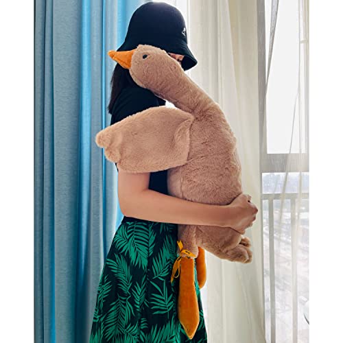 Tanha Gans Kuscheltier, Kuscheltier Gans, Kuscheltier Plushie, Kawaii Kuscheltier Plush, Ente Kuscheltier, Großes Gänse-Stofftier (Braun., 90cm) von Tanha