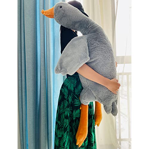 Tanha Gans Kuscheltier, Kuscheltier Gans, XXL Kuscheltier Plushie, Kawaii Kuscheltier Plush, Ente Kuscheltier, Großes Gänse-Stofftier (Den grauen., 130cm) von Tanha