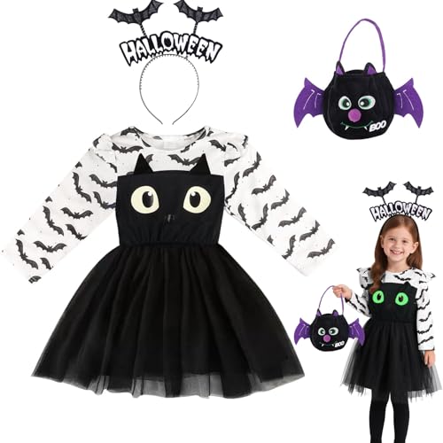 3er Halloween Kostüm Kleinkind Fledermaus Glow in The Dark mit Haarreif & Tasche,5–7 Jahre Fledermaus Kostüm Kinder Mädchen Fledermauskostüm Kleider Bat Costume Fancy Dress Outfits Cosplay 3er Halloween Kostüm Kleinkind Fledermaus Glow in The Dark mit Haarreif & Tasche,5–7 Jahre Fledermaus Kostüm Kinder Mädchen Fledermauskostüm Kleider Bat Costume Fancy Dress Outfits Cosplay von Tankermo