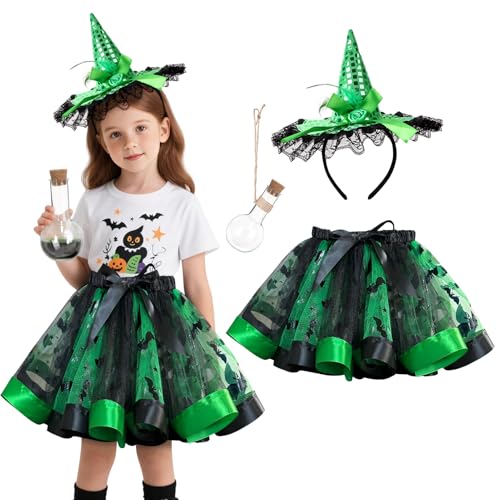 Hexenkostüm Kinder mit Hexenhut-Stirnband & Zaubertrank Flasche,Halloween Kostüm Mädchen Hexe Tutu Rock Hexen Kostüm Kinder,4-9 Jahre Witch Costume Hexen Haarreif Hexenrock für Halloween Karneval Hexenkostüm Kinder mit Hexenhut-Stirnband & Zaubertrank Flasche,Halloween Kostüm Mädchen Hexe Tutu Rock Hexen Kostüm Kinder,4-9 Jahre Witch Costume Hexen Haarreif Hexenrock für Halloween Karneval von Tankermo