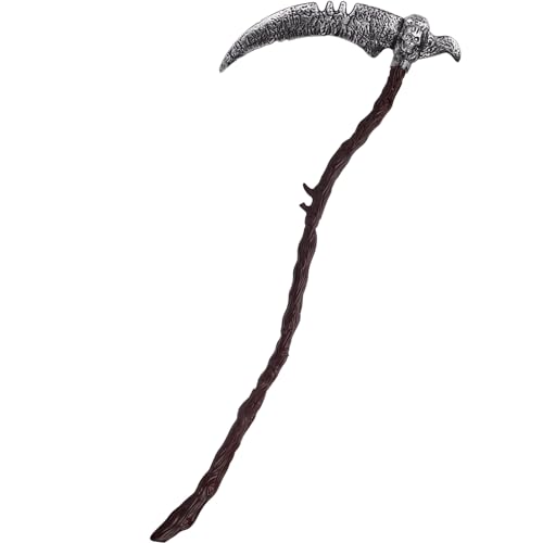 Sense Halloween - Gebogenen Sense Sensenmann für Erwachsene Kinder,Circa 123 cm,Gruselige Grim Reaper Skelett Sichel Halloween Accessoire Zerlegbar Waffe Zubehör für Fasching Cosplay Partys von Tankermo