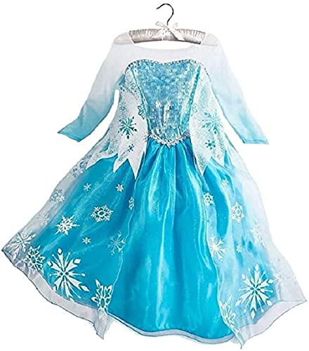 Tante Tina Mädchen Eiskönigin/Schneeprinzessin Kostüm mit Schneeflöckchen Druck - Blau/Silber/Weiß - Gr. 110 (104-110) von Tante Tina