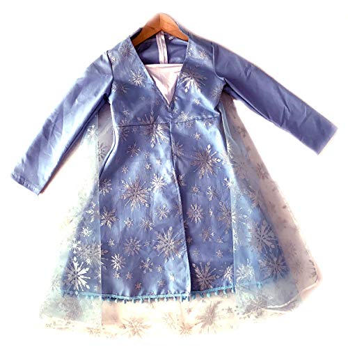 Tante Tina Mädchen Kostüm Eiskönigin - Schneeprinzessin Kostüm für Kinder mit abnehbarer Schleppe - Collar Blau - Gr. 120 (110-116) von Tante Tina