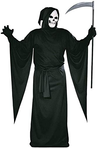 Tante Tina Sensenmann Kostüm Herren und Damen - 2-teiliges Tod Kostüm Set für Erwachsene mit Mantel und Maske - Schwarz - Größe XL ( 58 / 60 ) von Tante Tina