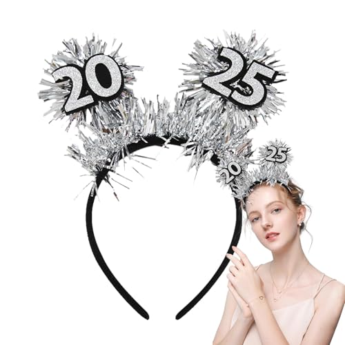 Haarband für ein glückliches neues Jahr, 2025 | Zubehör für Haarreifen, Kopfbedeckung für das gute Jahr für Frauen, Silvester-Stirnbänder 2025 für die Dekoration der Feiertage von Tanxemery
