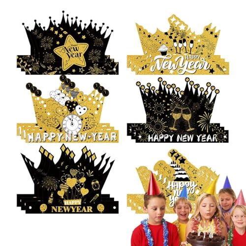 Papierhüte, Krone, Hüte und Kränze für Partys | 18 x niedliche Accessoires für Silvesterhüte – verstellbare Foto-Requisiten, Party-Tiara, Dekoration für das neue Jahr von Tanxemery
