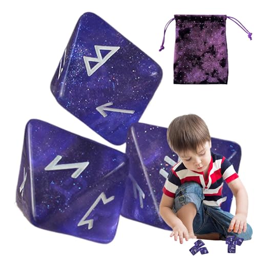 Polyedrische Würfel, Runenwürfel – 8-seitige Würfel, polyedrische Runenwürfel mit Beutel mit Kordelzug für Gesellschaftsspiele der Weissagung Polyedrische Würfel, Runenwürfel – 8-seitige Würfel, polyedrische Runenwürfel mit Beutel mit Kordelzug für Gesellschaftsspiele der Weissagung von Tanxemery