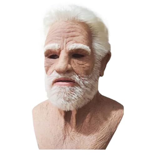 Tanxemery Alte Mann Gesichtsmaske,Realistische Latexmaske Alter Mann für Halloween - Helm mit verstellbarem Sitz Gruseliges Kostümzubehör für Karneval Cosplay Party Maskerade Weihnachten von Tanxemery