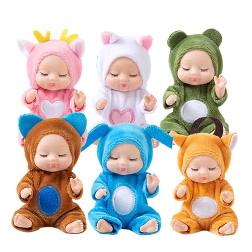 Tanxemery Schlafende Renaissance-Puppen, schlafende Renaissance-Puppen – 6 x süßes Reborn-Mädchen, 3 Zoll | sieht aus, als ob Sie mit wechselnden Kleidungsstücken spielen, für Mädchen von Tanxemery