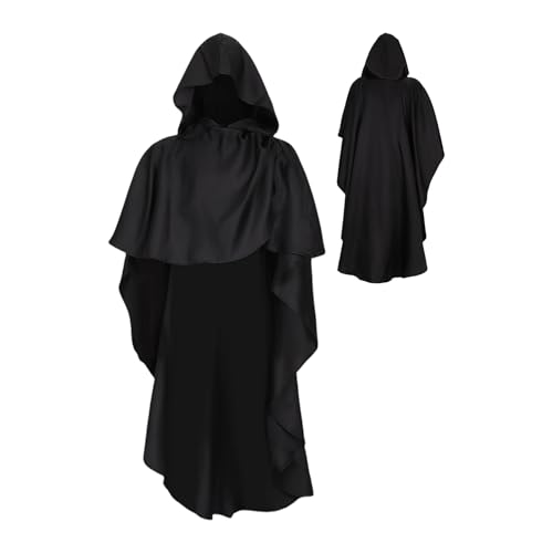 Männerumhang Mit Kapuze, Kapuzen Umhang für Halloween und Kostümpartys, Gothic Kostüm Herren Umhang für Halloween Party Cosplay Festival Bühne Ritter Mittelalter Männerumhang Mit Kapuze, Kapuzen Umhang für Halloween und Kostümpartys, Gothic Kostüm Herren Umhang für Halloween Party Cosplay Festival Bühne Ritter Mittelalter von Tanxier