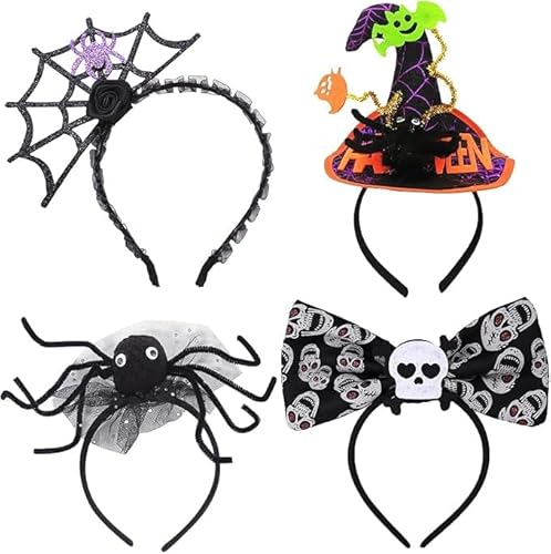 Halloween Haarreif, 6 Stücke Haarschmuck Spinne, Fledermaus Haarreif Damen, Hexenhut Haarschmuck Damen, Kostüm Accessoire für Halloween, Karneval & Fasching von TanyoKing