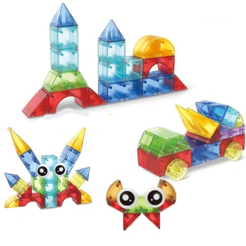 TaoLeLe 32 Dreidimensionale Magnetische Bausteine Geometrische Bunte Transparente Pädagogische Gebäude Magnetische Bausteine Geeignet für Anfänger von TaoLeLe