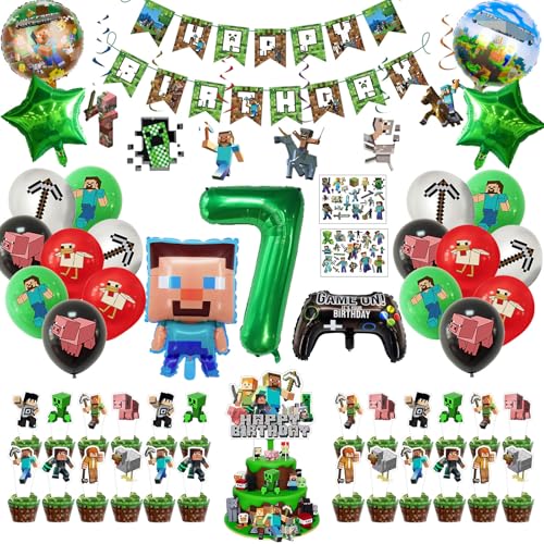 Geburtstagsdeko,7 Jahre Geburtstagsdeko Junge, Folienballon , Temporäre Tattoos für Kinder, Tortenaufleger, Banner, Geburtstagsdeko Party Set für Kinder Geburtstagsdeko,7 Jahre Geburtstagsdeko Junge, Folienballon , Temporäre Tattoos für Kinder, Tortenaufleger, Banner, Geburtstagsdeko Party Set für Kinder von TaoLiMuTX