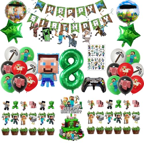 Geburtstagsdeko, 8 Jahre Geburtstagsdeko Junge, Folienballon, Temporäre Tattoos für Kinder, Tortenaufleger, Banner, Geburtstagsdeko Party Set für Kinder Geburtstagsdeko, 8 Jahre Geburtstagsdeko Junge, Folienballon, Temporäre Tattoos für Kinder, Tortenaufleger, Banner, Geburtstagsdeko Party Set für Kinder von TaoLiMuTX