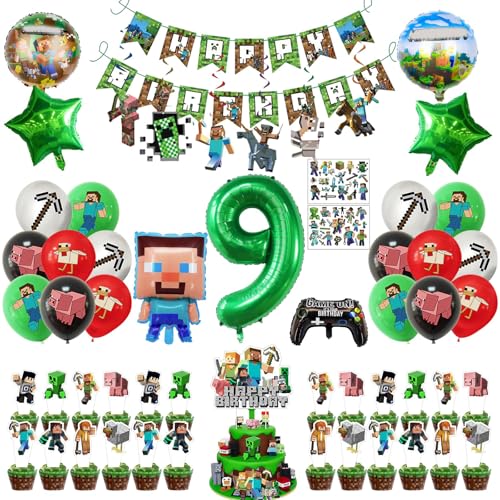 Geburtstagsdeko, 9 Jahre Geburtstagsdeko Junge, Folienballon Geburtstag, Temporäre Tattoos für Kinder, Tortenaufleger, Luftballons, Banner, Geburtstagsdeko Party Set für Jungen Kinder Geburtstagsdeko, 9 Jahre Geburtstagsdeko Junge, Folienballon Geburtstag, Temporäre Tattoos für Kinder, Tortenaufleger, Luftballons, Banner, Geburtstagsdeko Party Set für Jungen Kinder von TaoLiMuTX