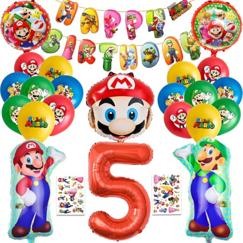 Kinder Geburtstag Party Set, 5 Jahre Kinder Geburtstagsdeko, 25 Stück Birthday Decorations Set,Enthält Geburtstag Banner, Tattoo-Aufkleber, Zahlenballon, Runde Folienballons, Ballon in Menschenform Kinder Geburtstag Party Set, 5 Jahre Kinder Geburtstagsdeko, 25 Stück Birthday Decorations Set,Enthält Geburtstag Banner, Tattoo-Aufkleber, Zahlenballon, Runde Folienballons, Ballon in Menschenform von TaoLiMuTX