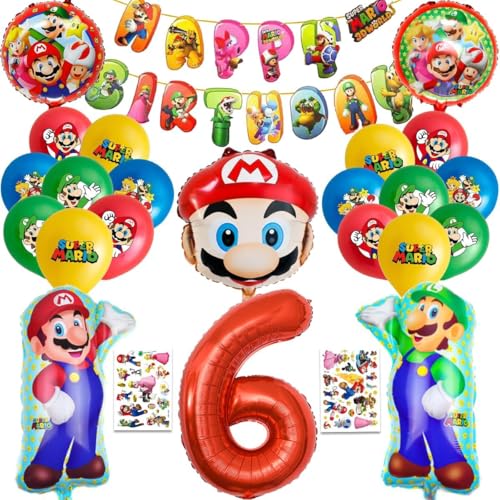 Kinder Geburtstag Party Set, 6 Jahre Kinder Geburtstagsdeko, 25 Stück Birthday Decorations Set,Enthält Banner, Tattoo-Aufkleber, Zahlenballon, Runde Folienballons, Ballon in Menschenform Kinder Geburtstag Party Set, 6 Jahre Kinder Geburtstagsdeko, 25 Stück Birthday Decorations Set,Enthält Banner, Tattoo-Aufkleber, Zahlenballon, Runde Folienballons, Ballon in Menschenform von TaoLiMuTX