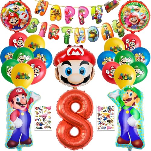 Kinder Geburtstag Party Set, 8 Jahre Kinder Geburtstagsdeko, 25 Stück Birthday Decorations Set,Enthält Banner, Tattoo-Aufkleber, Zahlenballon, Runde Folienballons, Ballon in Menschenform Kinder Geburtstag Party Set, 8 Jahre Kinder Geburtstagsdeko, 25 Stück Birthday Decorations Set,Enthält Banner, Tattoo-Aufkleber, Zahlenballon, Runde Folienballons, Ballon in Menschenform von TaoLiMuTX