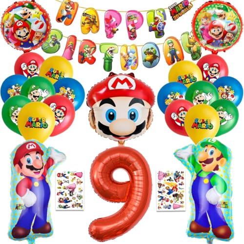 Kinder Geburtstag Party Set, 9 Jahre Kinder Geburtstagsdeko, 25 Stück Birthday Decorations Set,Enthält Banner, Tattoo-Aufkleber, Zahlenballon, Runde Folienballons, Ballon in Menschenform Kinder Geburtstag Party Set, 9 Jahre Kinder Geburtstagsdeko, 25 Stück Birthday Decorations Set,Enthält Banner, Tattoo-Aufkleber, Zahlenballon, Runde Folienballons, Ballon in Menschenform von TaoLiMuTX