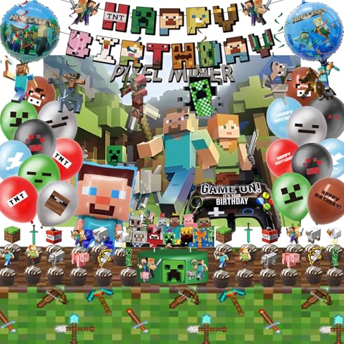 Kinder Geburtstagsdeko, 56 Stück Kinder Geburtstag Party Set, Enthält Banner, Cartoon-Hintergrund, Swirl Decoration, Tischdecke, Cake Topper, Luftballons Kinder Geburtstagsdeko, 56 Stück Kinder Geburtstag Party Set, Enthält Banner, Cartoon-Hintergrund, Swirl Decoration, Tischdecke, Cake Topper, Luftballons von TaoLiMuTX