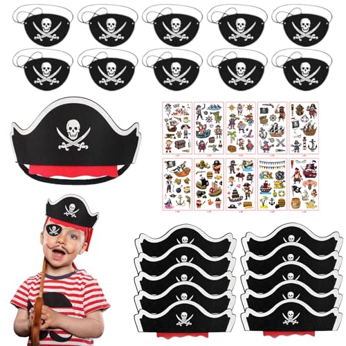 TaoLiMuTX Piraten Deko Kindergeburtstag Set, 30 Stück, Black with multicolored elements, Cartoon, Kostüm, Piratenhut, Augenklappe, Tattoos TaoLiMuTX Piraten Deko Kindergeburtstag Set, 30 Stück, Black with multicolored elements, Cartoon, Kostüm, Piratenhut, Augenklappe, Tattoos von TaoLiMuTX