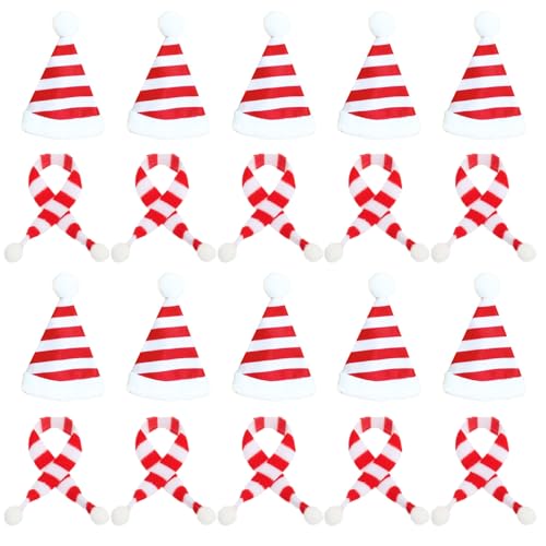 TaoLiMuTX Mini Weihnachtsmütze, 20 Stück Weihnachtsmützen Mini und Mini Schal Set, Flaschen Deko Weihnachten, Kleine Weihnachtsmützen Geeignet für Weihnachten TaoLiMuTX Mini Weihnachtsmütze, 20 Stück Weihnachtsmützen Mini und Mini Schal Set, Flaschen Deko Weihnachten, Kleine Weihnachtsmützen Geeignet für Weihnachten von TaoLiMuTX