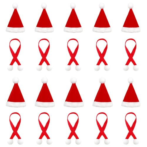 TaoLiMuTX Mini Weihnachtsmütze, 20 Stück Weihnachtsmützen Mini und Mini Schal Set, Flaschen Deko Weihnachten, Kleine Weihnachtsmützen Geeignet für Weihnachten TaoLiMuTX Mini Weihnachtsmütze, 20 Stück Weihnachtsmützen Mini und Mini Schal Set, Flaschen Deko Weihnachten, Kleine Weihnachtsmützen Geeignet für Weihnachten von TaoLiMuTX