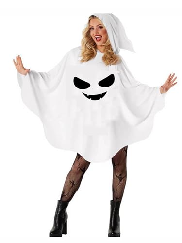 TaoTaoChong Weißer Geister-Kostüm, Poncho, Umhang, Boo Cape für Halloween, gruselige Party-Dekoration von TaoTaoChong