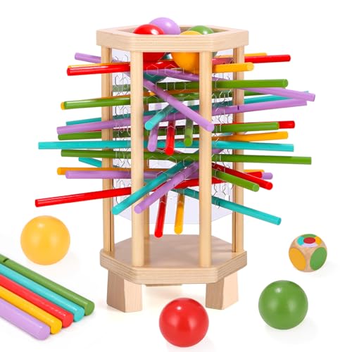 Montessori Spiel Brettspiel aus Holz, Lernspiele ab 3 Jahre, Familienspiele mit 35 bunten Stäben, Würfeln und Karten, Reisespiel, Feinmotorik Spiele, Geschenk für Kinder ab 3 4 5 6 Jahre Montessori Spiel Brettspiel aus Holz, Lernspiele ab 3 Jahre, Familienspiele mit 35 bunten Stäben, Würfeln und Karten, Reisespiel, Feinmotorik Spiele, Geschenk für Kinder ab 3 4 5 6 Jahre von Taoxee