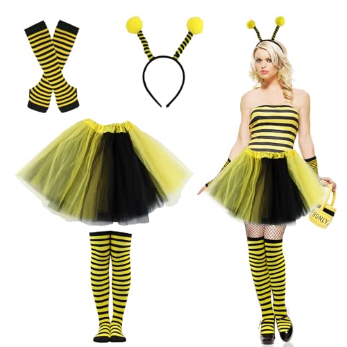 Taozoey Faschingskostüme Damen, Bienen Kostüm Damen, Karneval Kostüm Damen Faschingskostüm Bienenkostüm Erwachsene, Damen Biene Stirnband Tüllrock Gestreifte Socken Lange Handschuhe Taozoey Faschingskostüme Damen, Bienen Kostüm Damen, Karneval Kostüm Damen Faschingskostüm Bienenkostüm Erwachsene, Damen Biene Stirnband Tüllrock Gestreifte Socken Lange Handschuhe von Taozoey