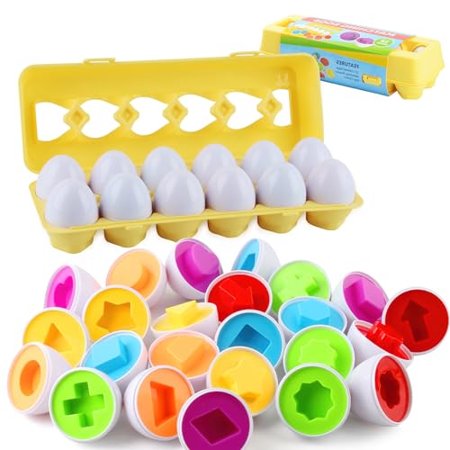 Taozoey Passende Eier, 12PCS ostergeschenke Kinder, Montessori Eier Spielzeug, Ostereier Plastik Farb und Formerkennung Sortierer Puzzle-Fähigkeiten Lernspielzeug für Kinder von Taozoey