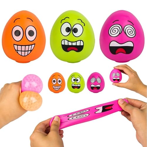 Taozoey Stressball, 6 Stück Ostern Ei Stressball Spielzeug, Antistressball, Stressball Kinder Erwachsene, Ostereier, Ostereier zum Befüllen, Osterkorbfüller von Taozoey